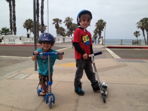 JJ and Kanan stopping their skooter session so Mom could take a picture. JJ was so excited! 