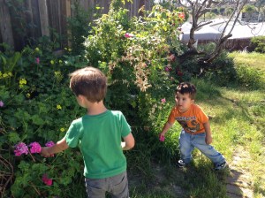 kids find flowers as a sign of spring and remember that Jesus is alive